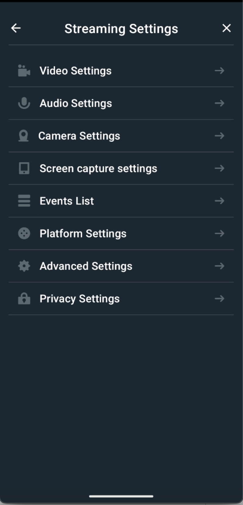 streamlabs mobile app android Streaming settings